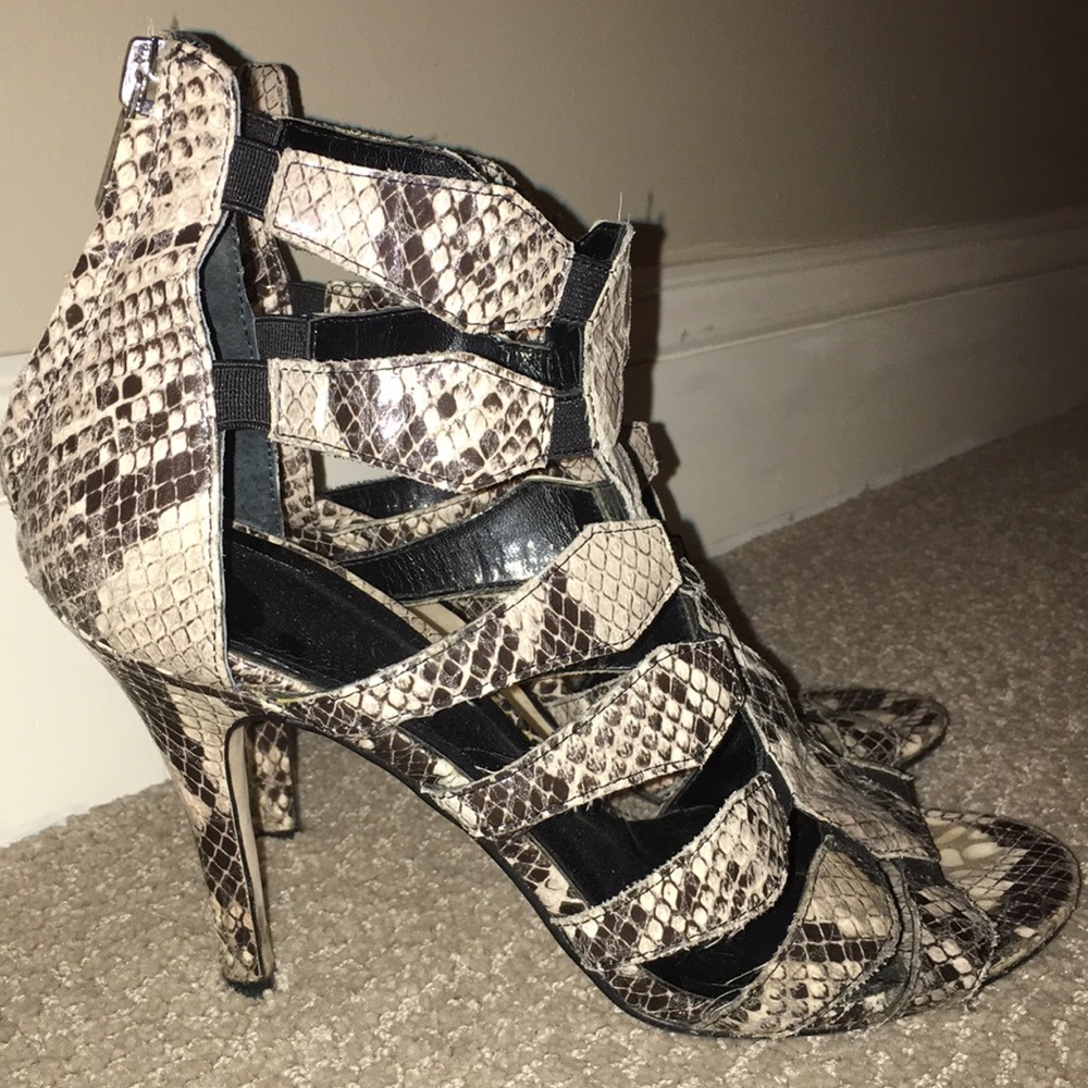Snakeskin print heels